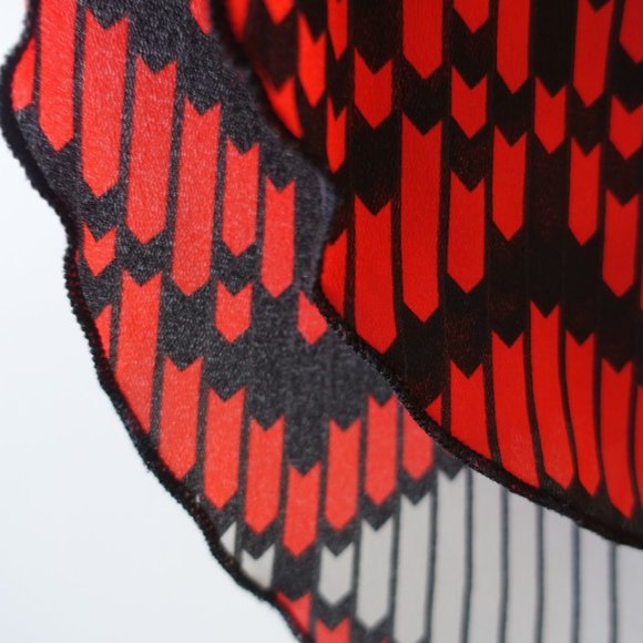 Poema geometric red grey black boho tunic top S SM Small - Picture 10 of 12